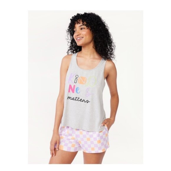 Joyspun Womens Small Print Tank Top and Shorts Pajama Set 2 Piece Set NWT - Picture 1 of 5